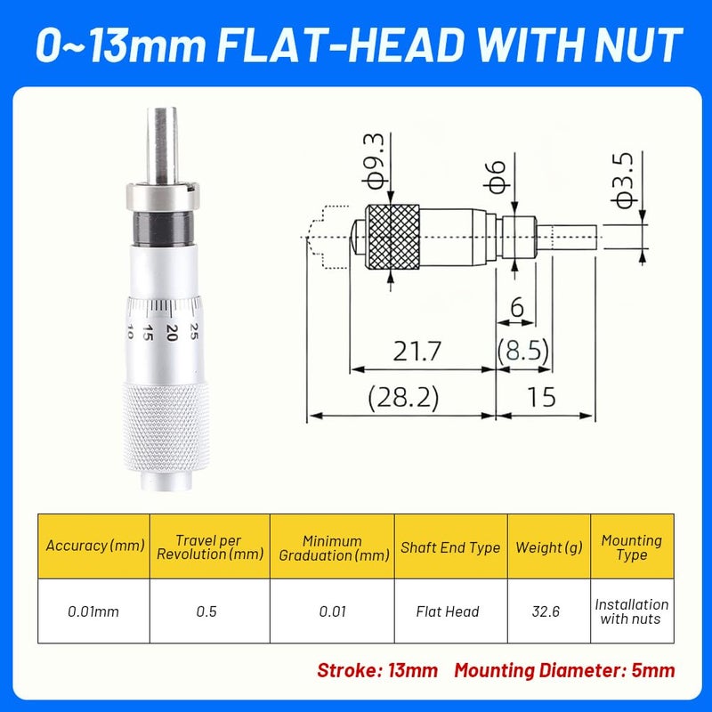 Glomora Precision Inside Micrometer, 0-13mm, Flat & Ball Head Options, Inner Diameter Measuring Tool, Industrial Measuring Devices, Calibration Equipment for Machine Tools - Image 2